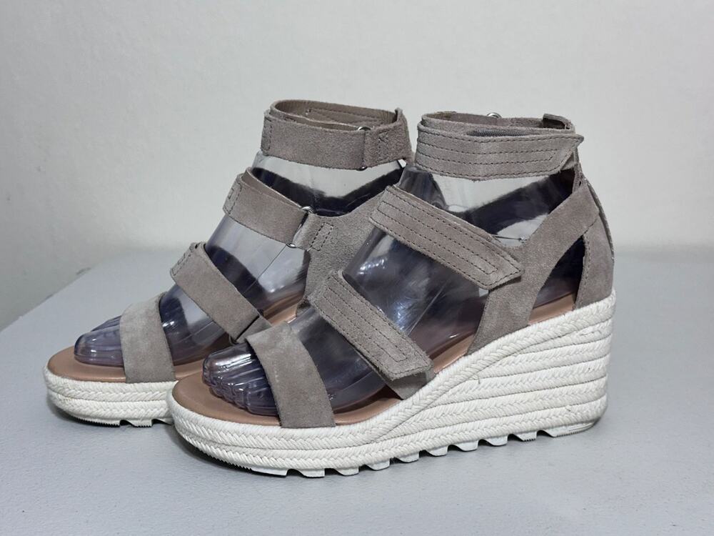 Sorel Cameron Flatform Wedge espadrille sandals US 6.5 Taupe Womens open toe